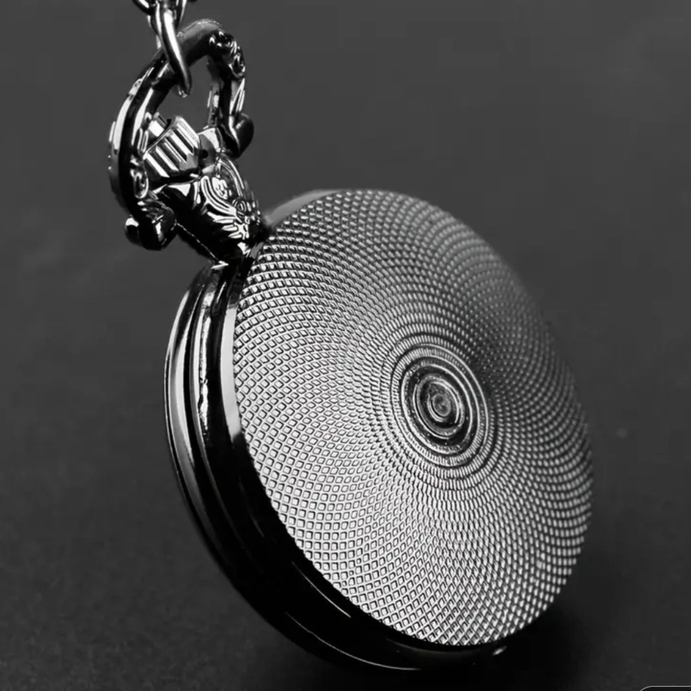 Black Pocket Watch with Raven Design - Picture 2 of 5